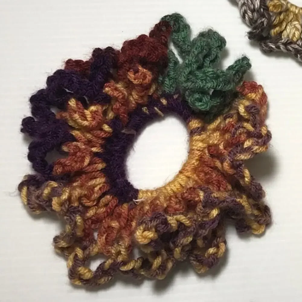 NWT Multicolor Handmade Crocheted Hair Scrunchie Set of 3